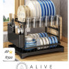Multifunctional 2-tier carbon steel dish drying rack
